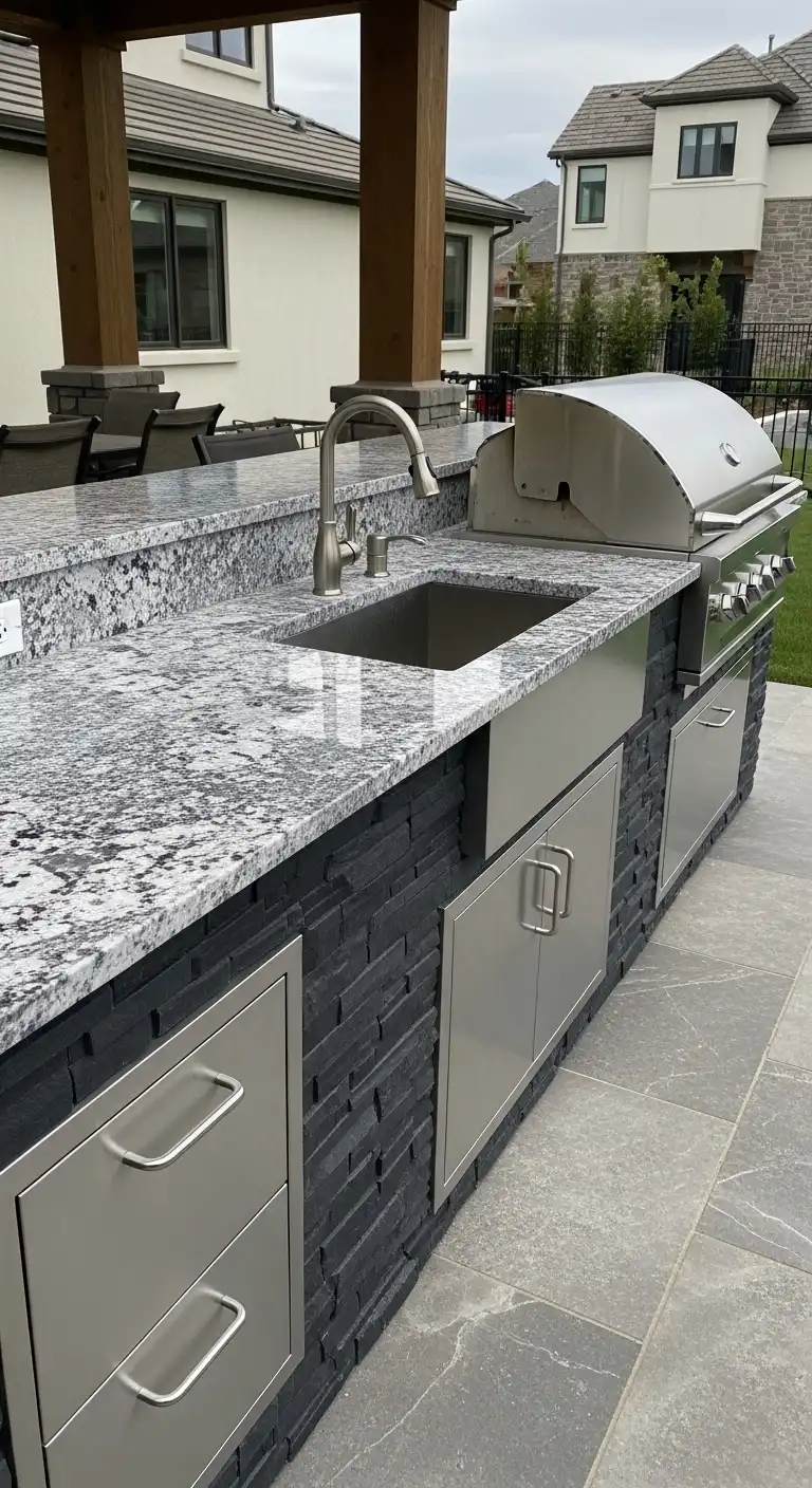 Granite Countertop Outdoor Kitchen Sink Setup