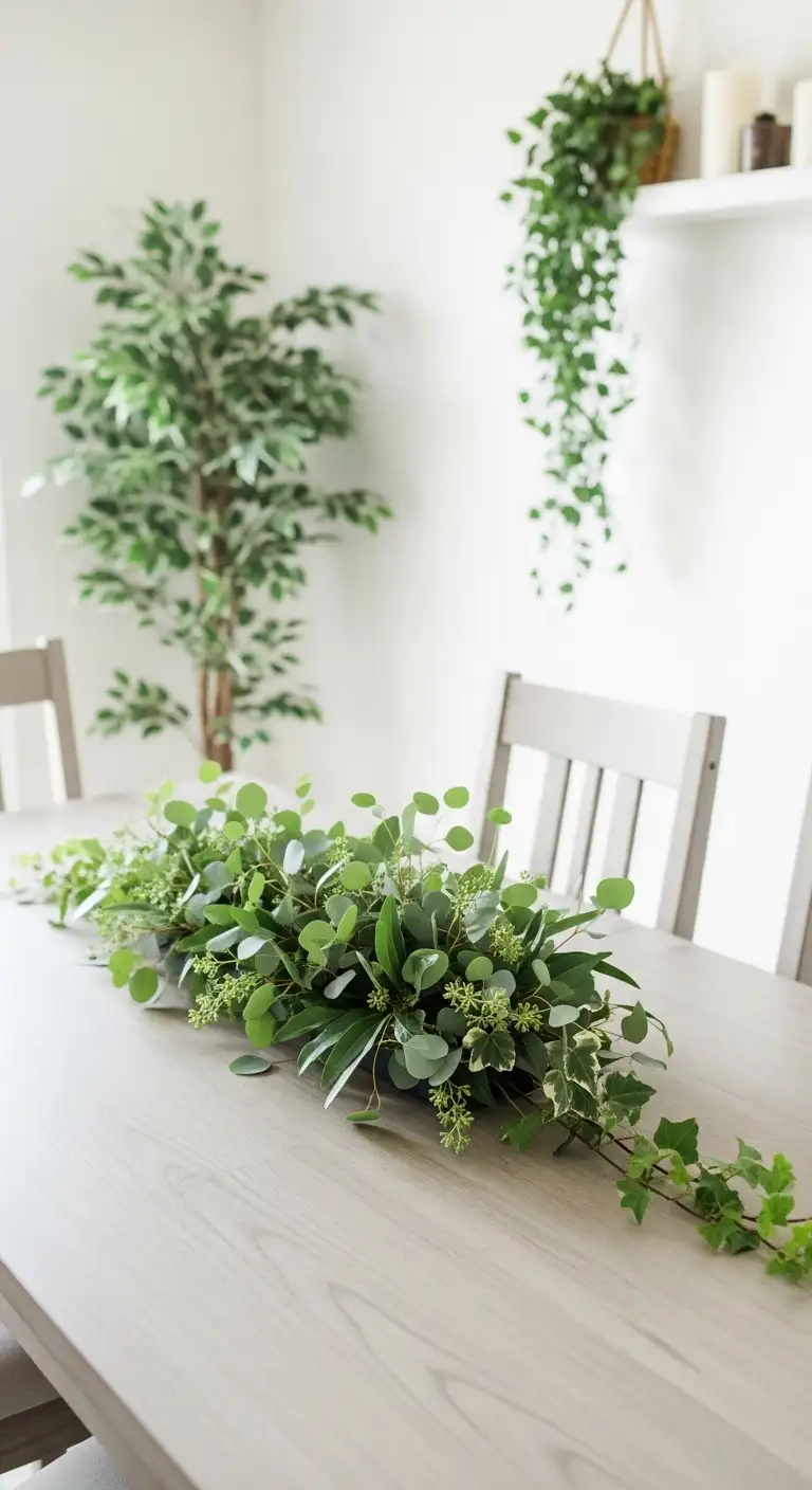Greenery and Foliage Dining Table Centerpiece Ideas