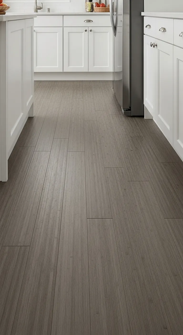 Grey Kitchen Flooring with Soft Grey Bamboo