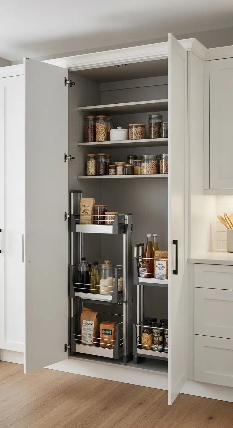 Hidden Storage Solutions for Minimalist Pantry Cabinets Organization Design