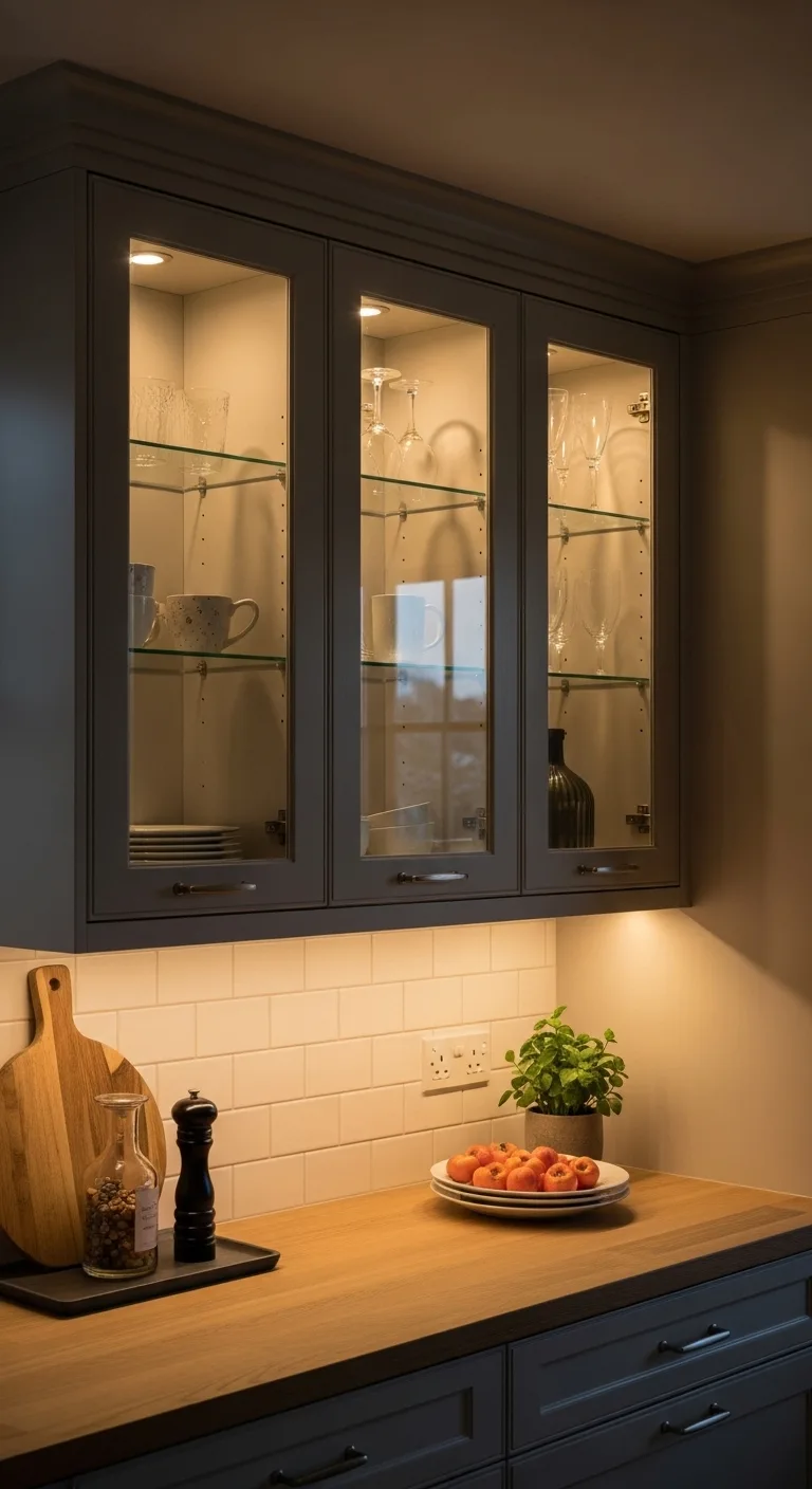 Illuminated Kitchen Cabinets for Soft Ambience