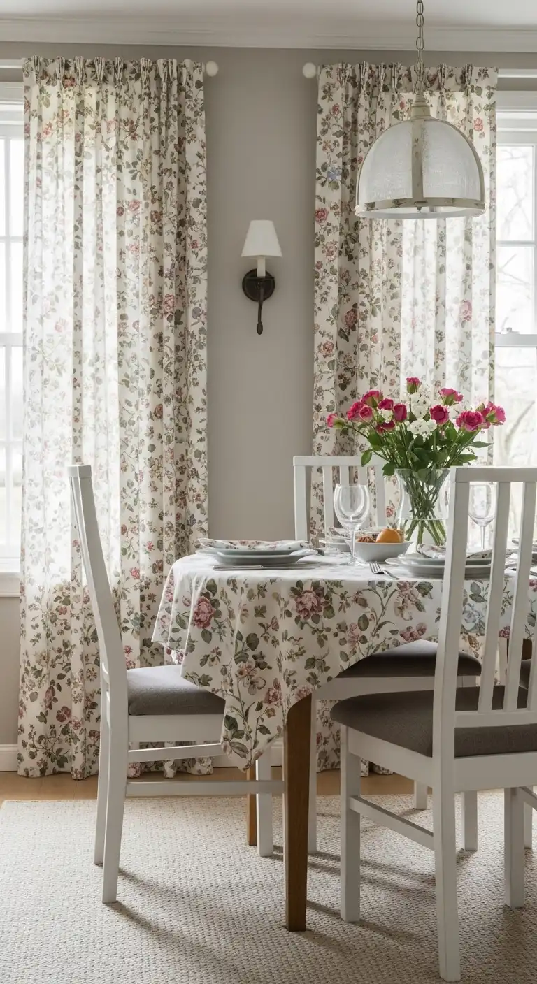 Incorporate Floral Patterns for a Classic Cottage Dining Room Look