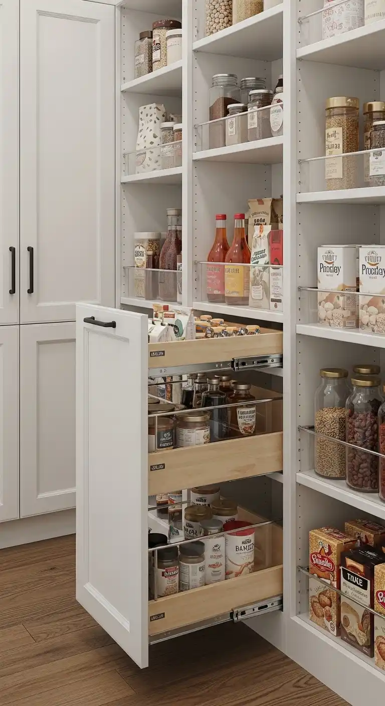 Incorporate Pull-Out Drawers for Better Pantry Organization Access