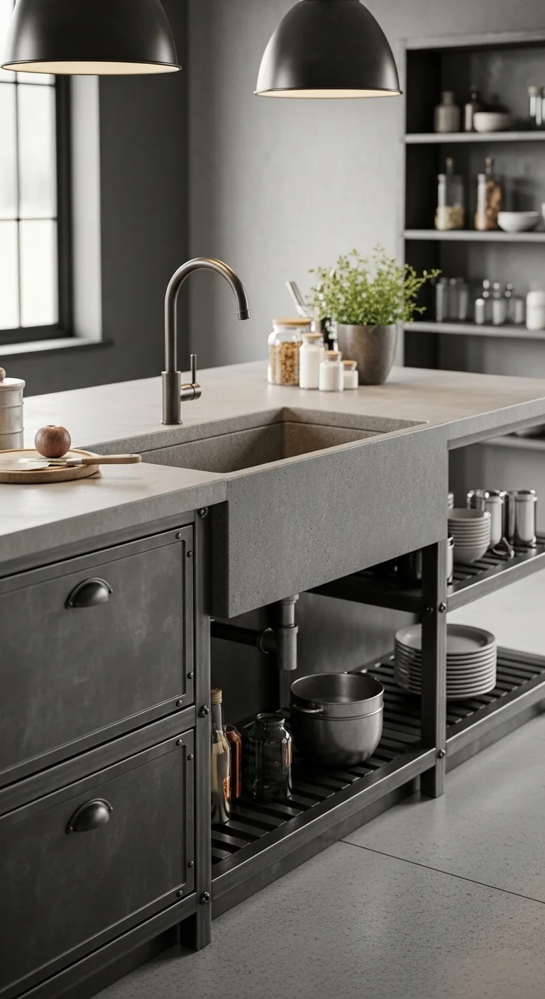 Industrial Kitchen Island Ideas with Sink