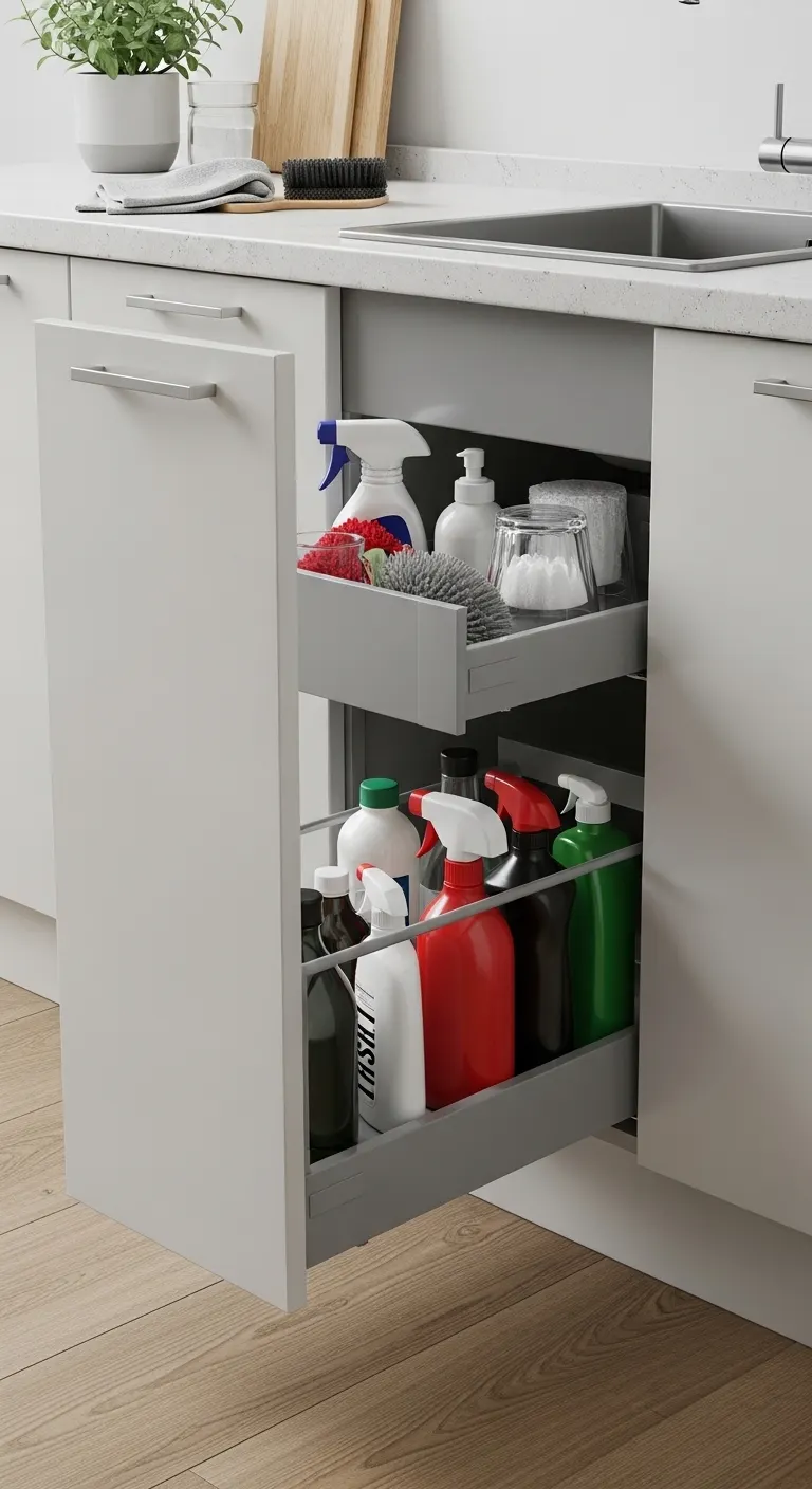Install Pull-Out Drawers for Easy Under-Sink Storage Access