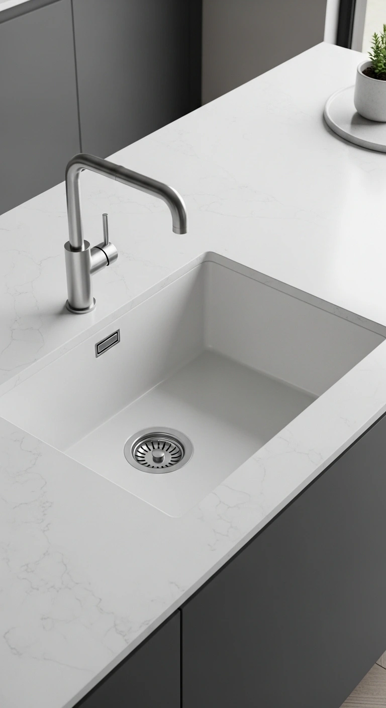 Integrated Kitchen Sink Design Ideas with Countertop Flow