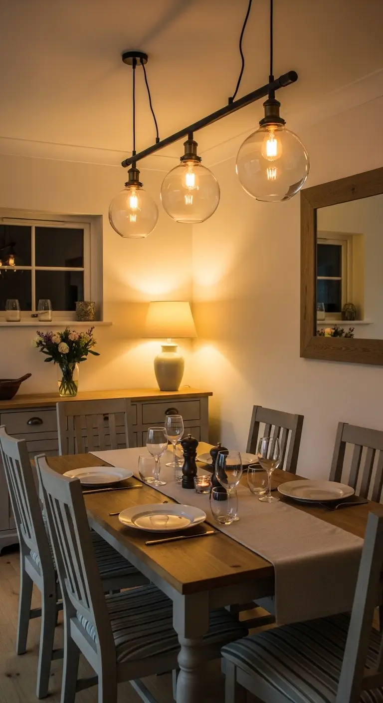 Introduce Soft Lighting for a Cozy Cottage Dining Room Ambiance