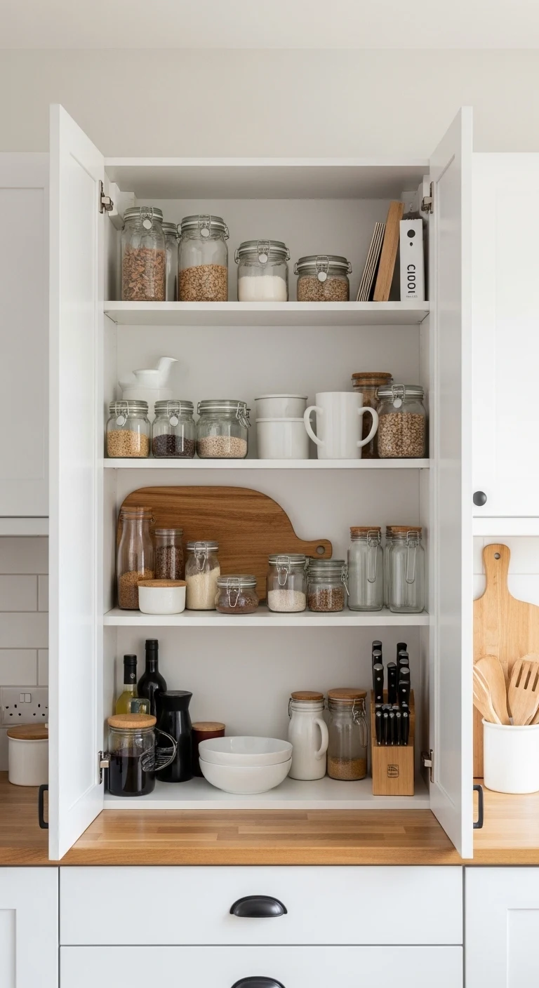 Keep a Minimalist Approach to Kitchen Cabinets Organization