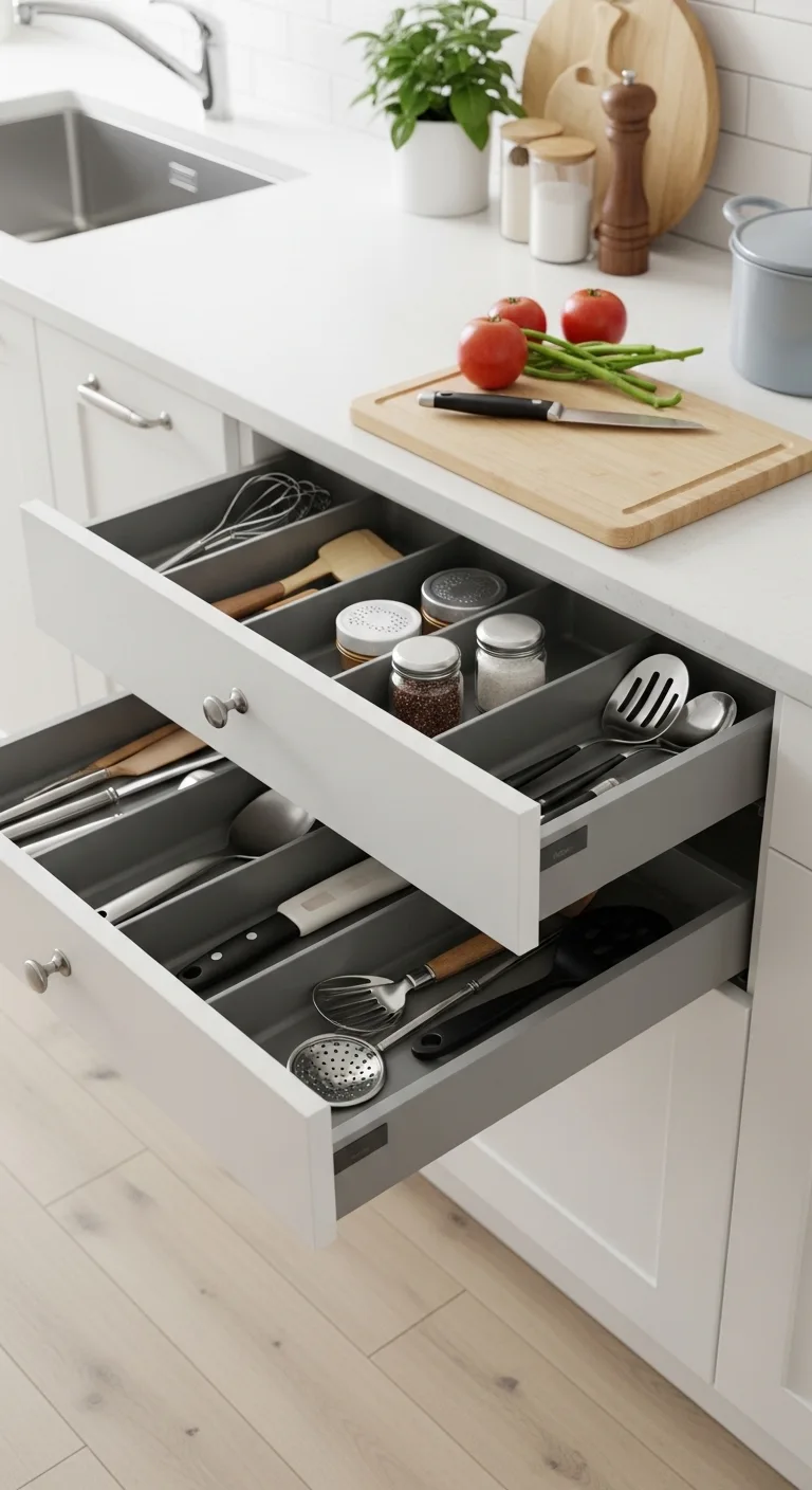 Kitchen Counter Organization Using Drawer Integration
