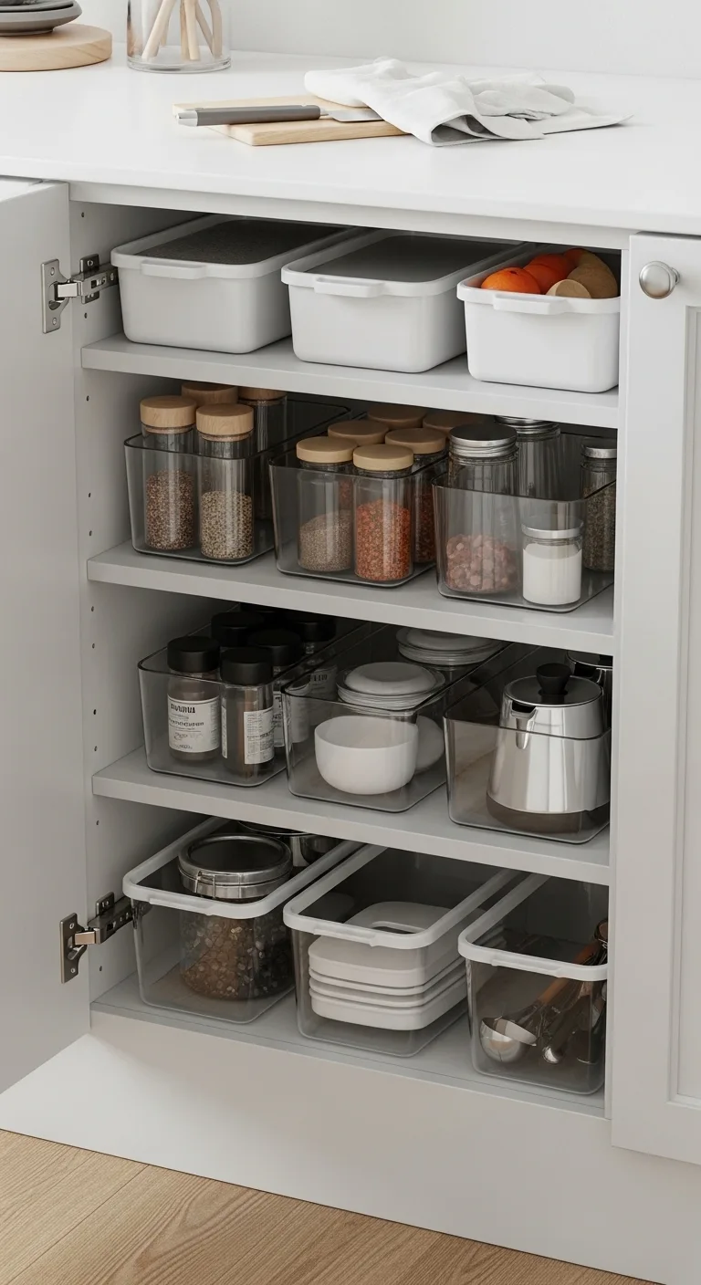 Kitchen Counter Organization Using Hidden Storage Containers