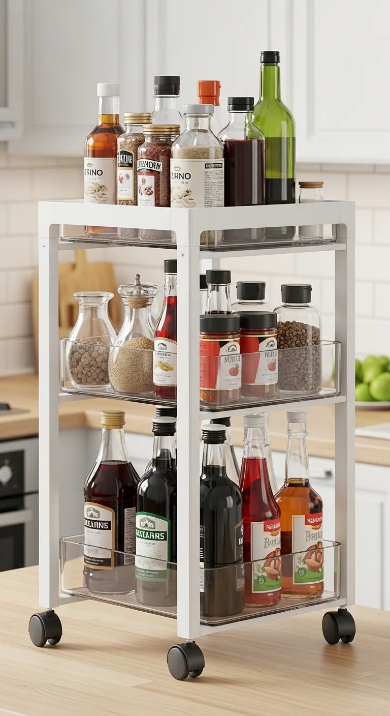 Kitchen Counter Organization with Rolling Trays