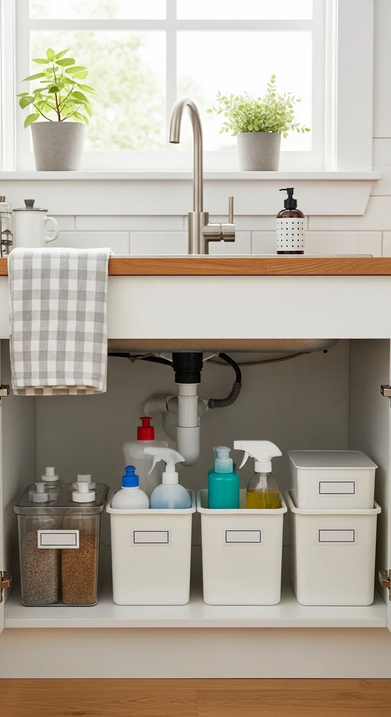 Label Everything for Faster Kitchen Sink Organization Workflow