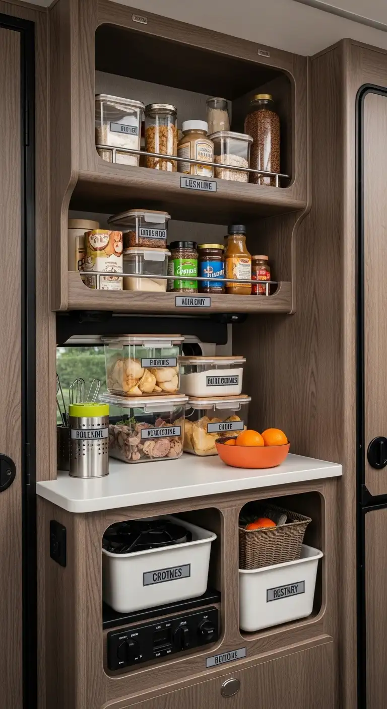 Labeling Systems for Camper Kitchen Organization Clarity