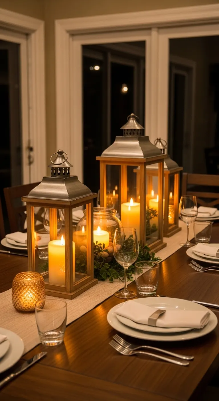 Lantern Style Dining Table Centerpiece Ideas