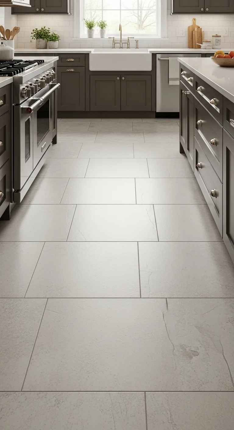 Large Format Kitchen Tile Flooring for Seamless Look