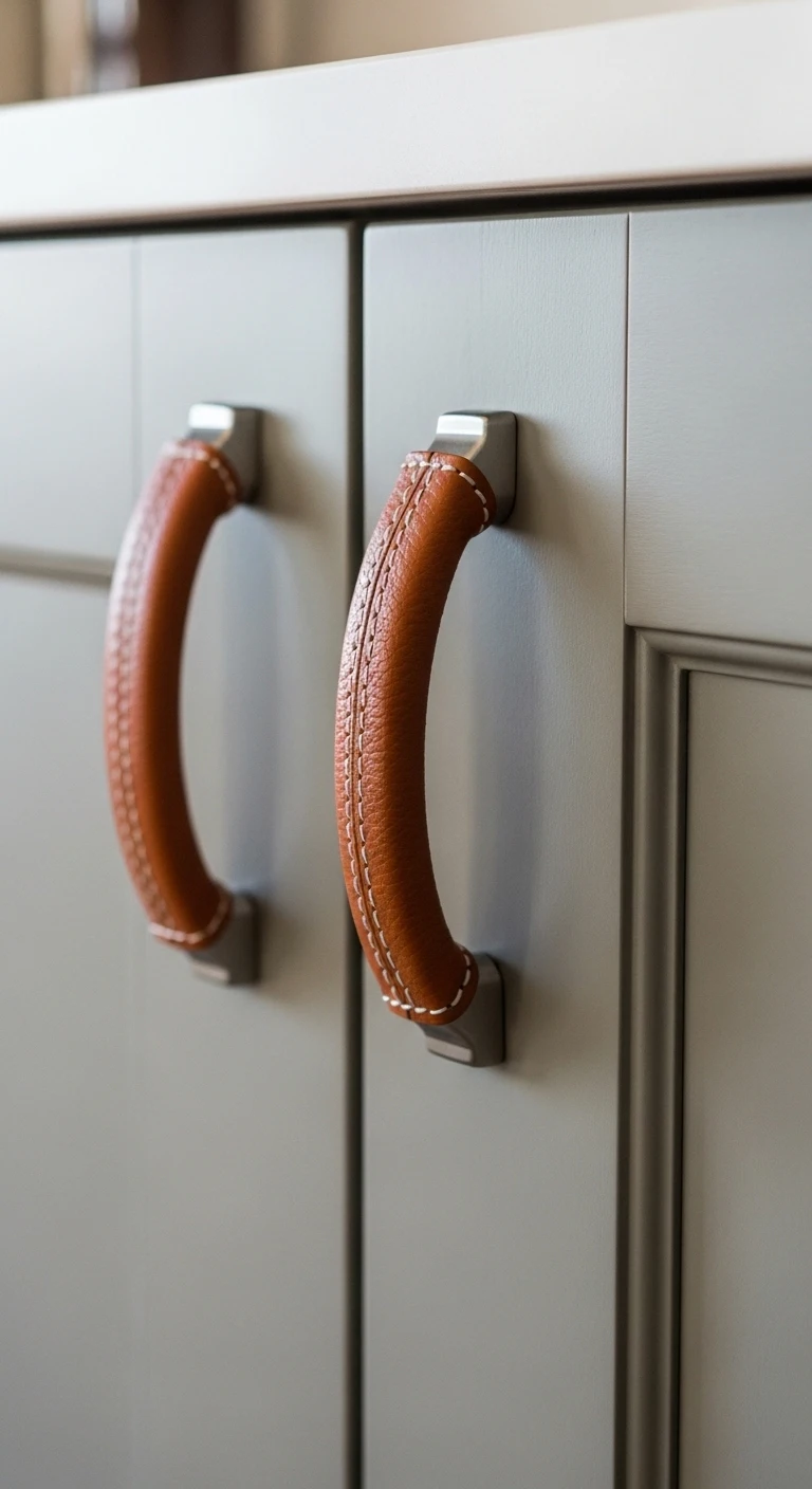Leather-Wrapped Kitchen Cabinets Handles Ideas