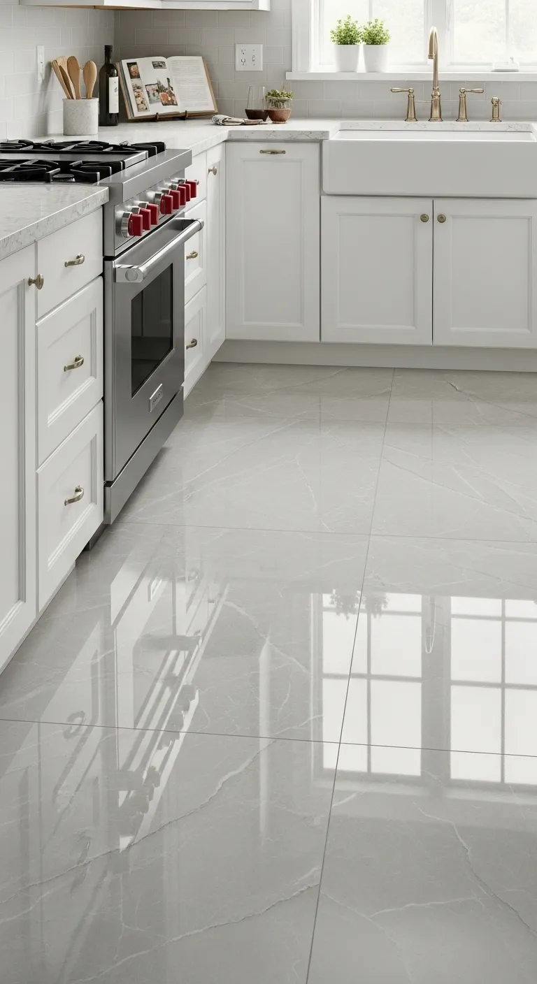 Light Gray Marble Look Ceramic Tiles