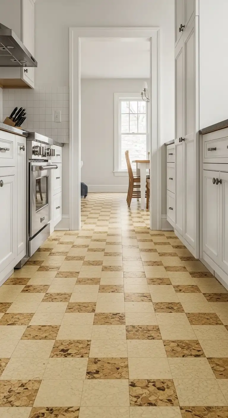 Linoleum Flooring as Classic Budget Kitchen Solution