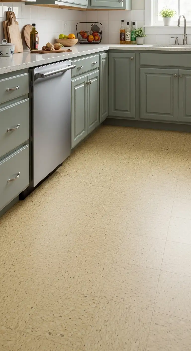 Linoleum Kitchen Flooring for Retro and Eco-Friendly Style