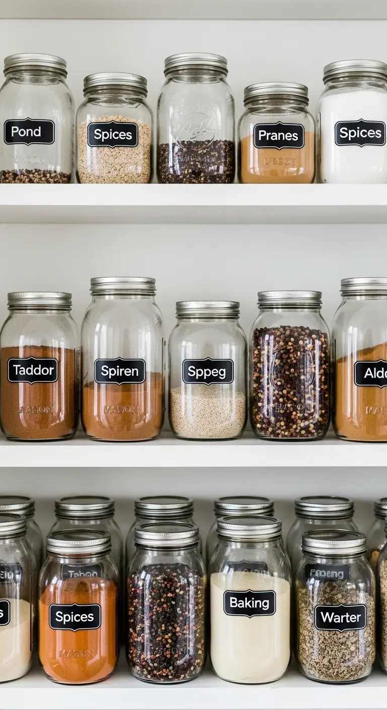 Mason Jar Storage System for Dry Ingredients and Pantry Items