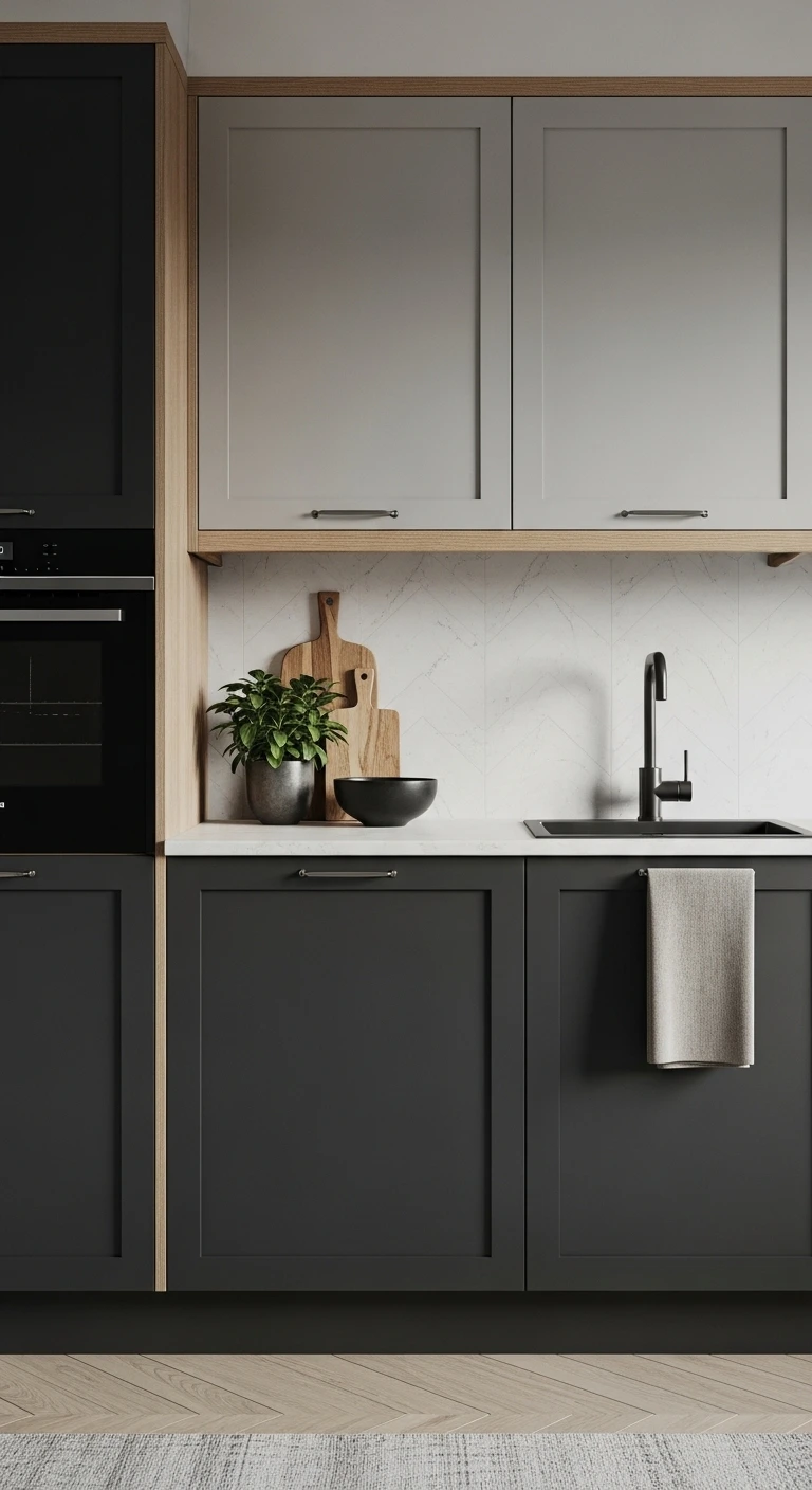 Matte Finish Kitchen Cabinets Design for Soft Elegance