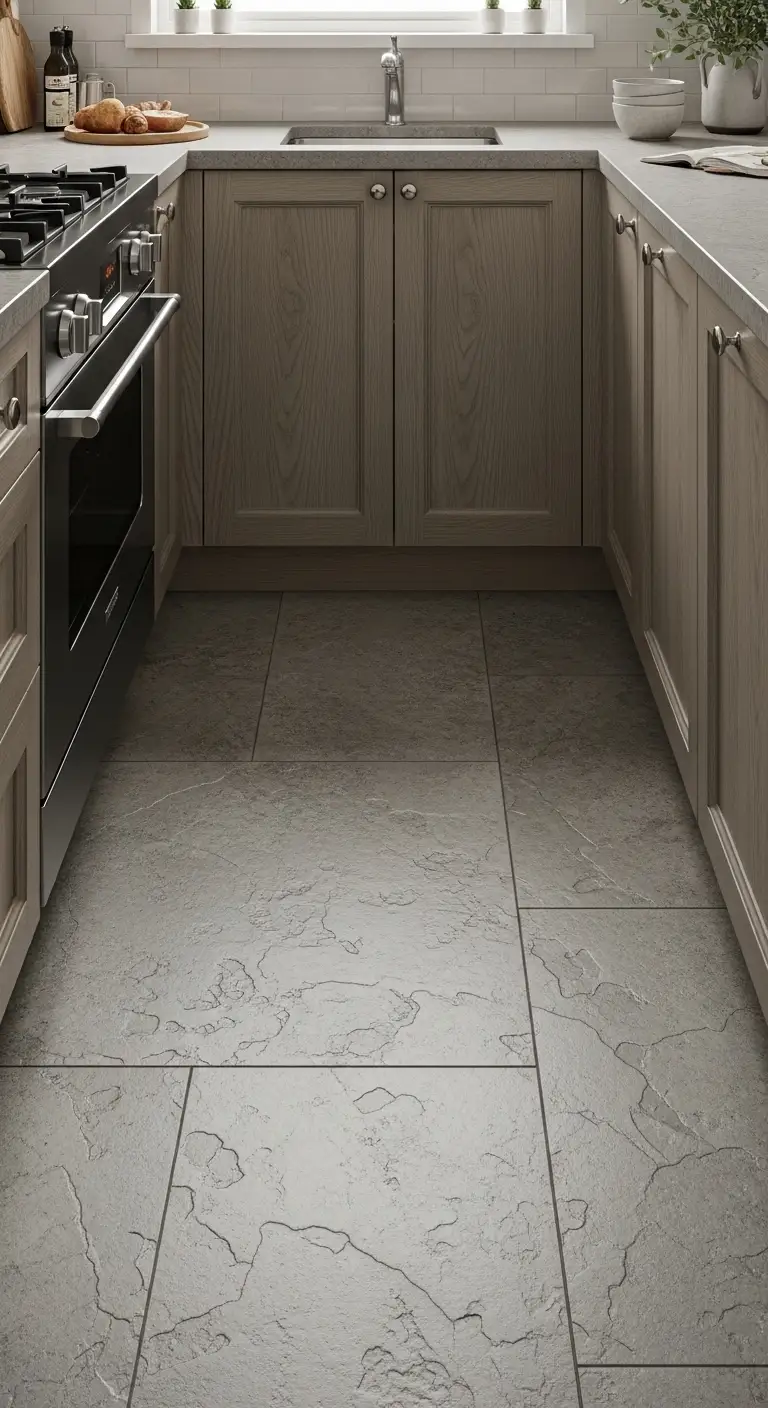 Matte Stone Finishes for Natural Small Kitchen Flooring