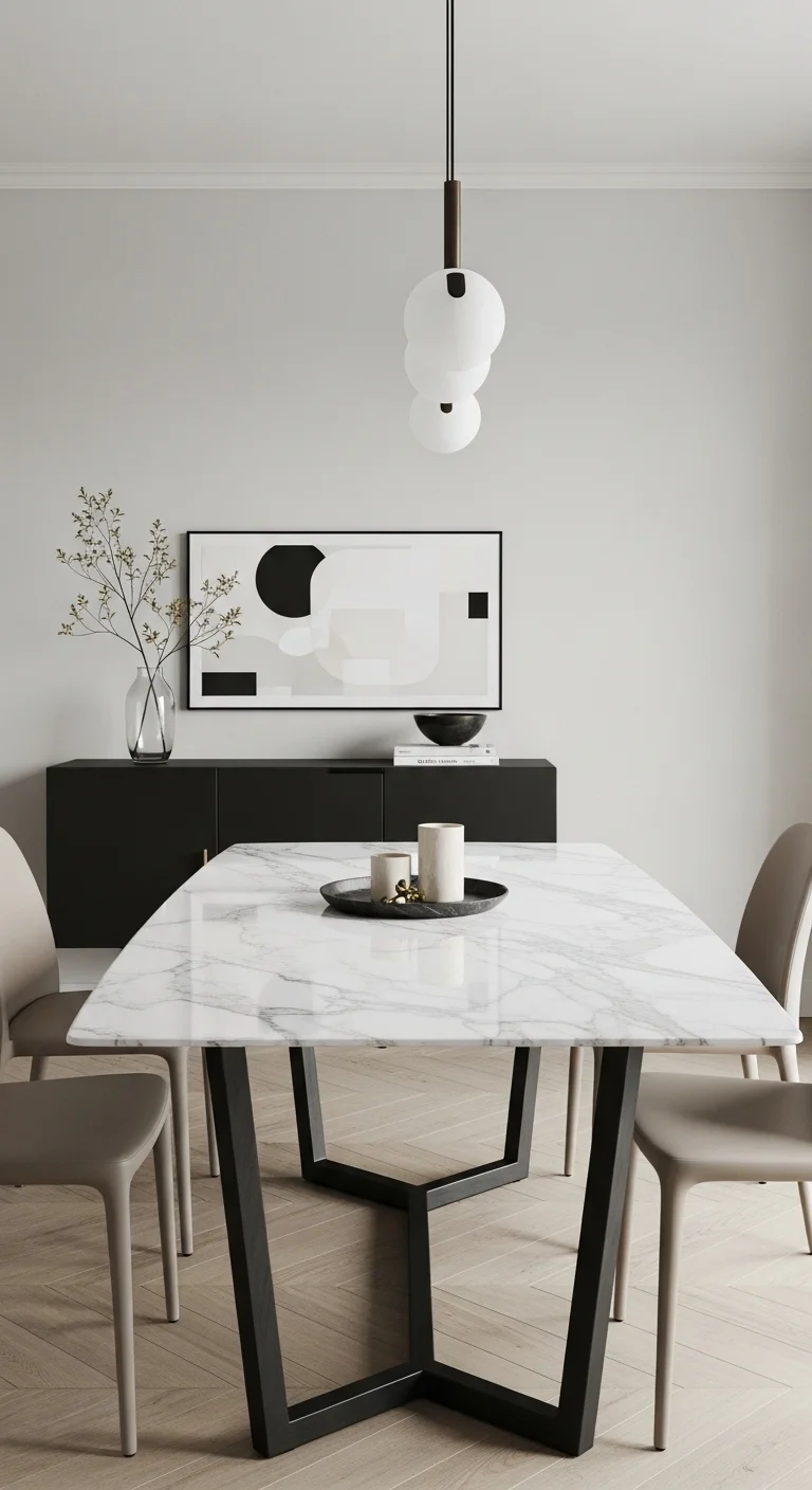 Minimalist Calacatta Marble Dining Table for Clean Interiors
