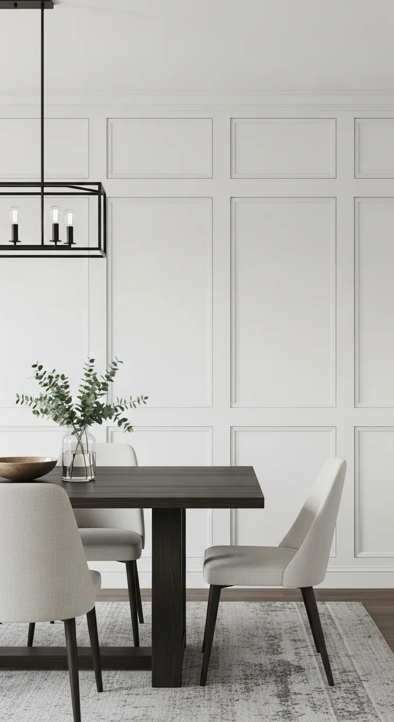 Minimalist Flat Panel Wainscoting Dining Room Simplicity