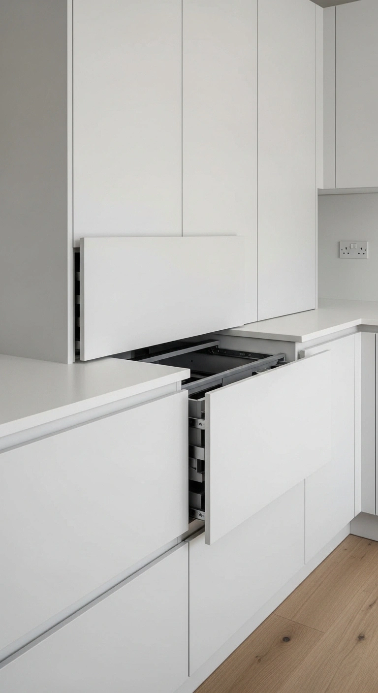 Minimalist Handleless Cabinet Design Approach for Modern Kitchens
