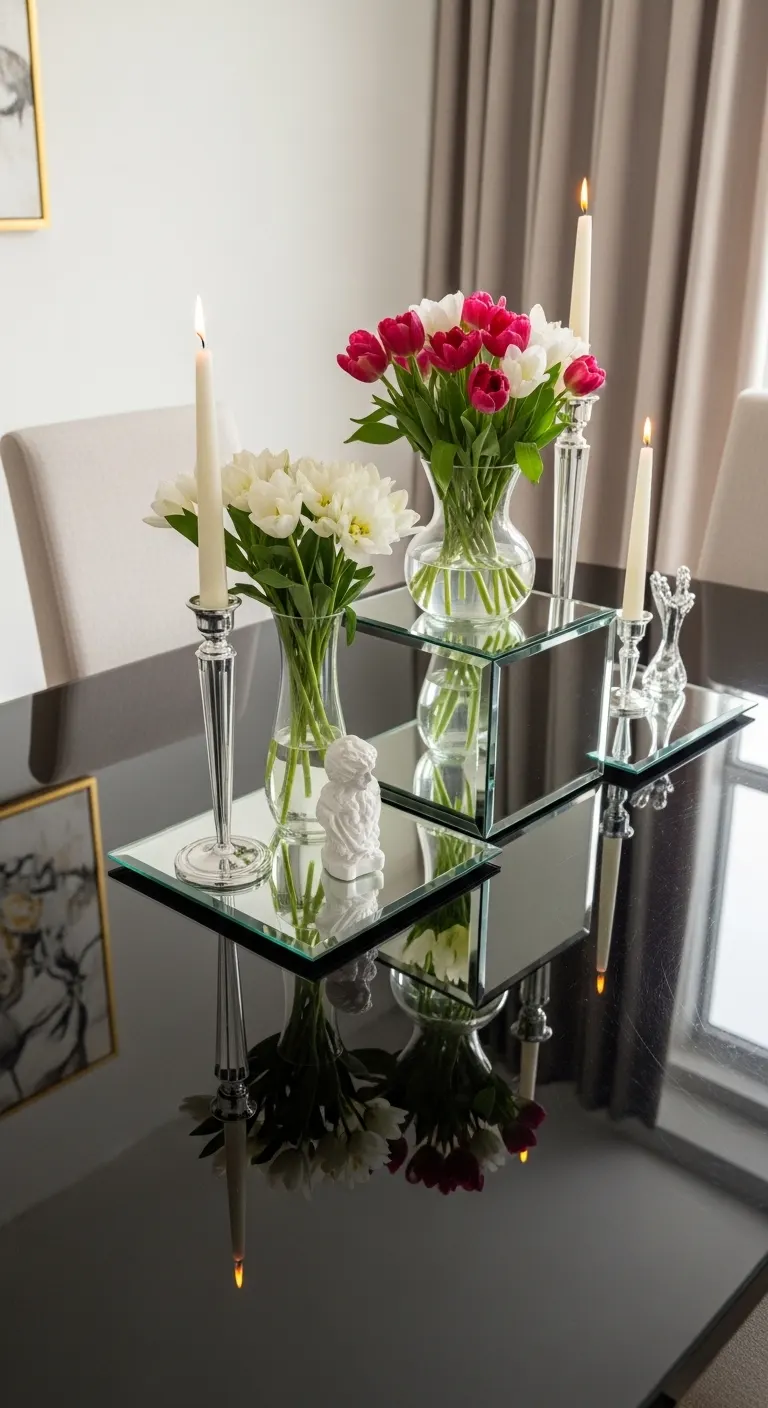 Mirror Base Dining Table Centerpiece Ideas