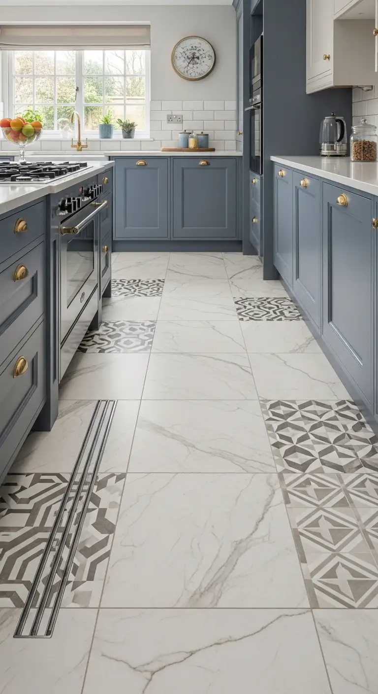 Modern Kitchen Flooring Using Porcelain Tile Innovation