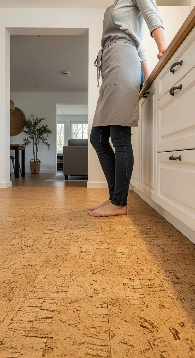 Modern Kitchen Flooring with Cork Comfort Solution
