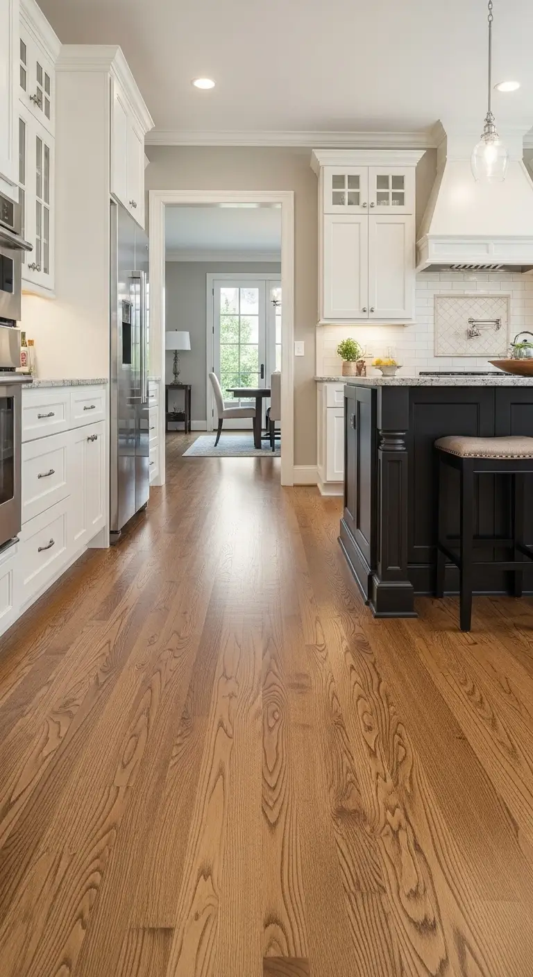 Modern Kitchen Flooring with Engineered Hardwood Warmth