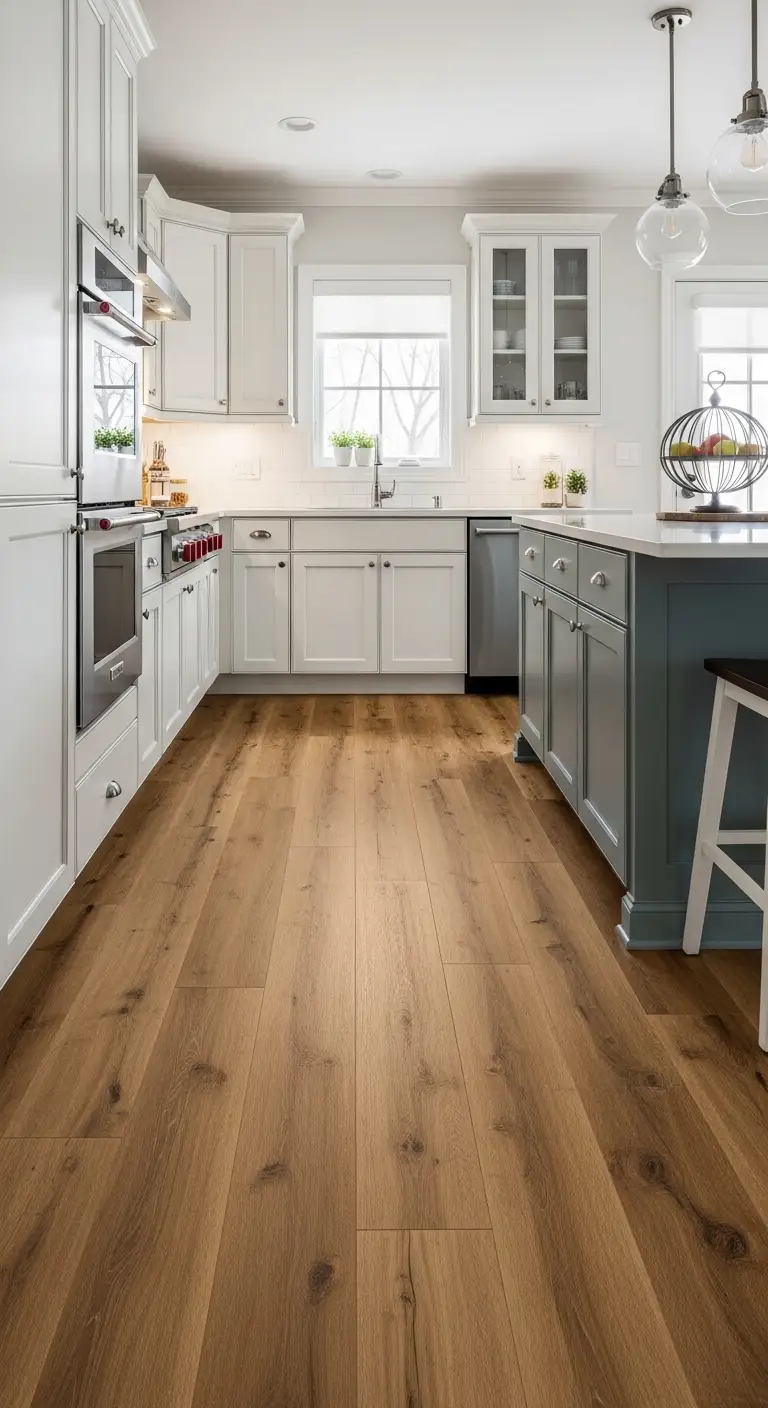 Modern Kitchen Flooring with Luxury Vinyl Plank Elegance