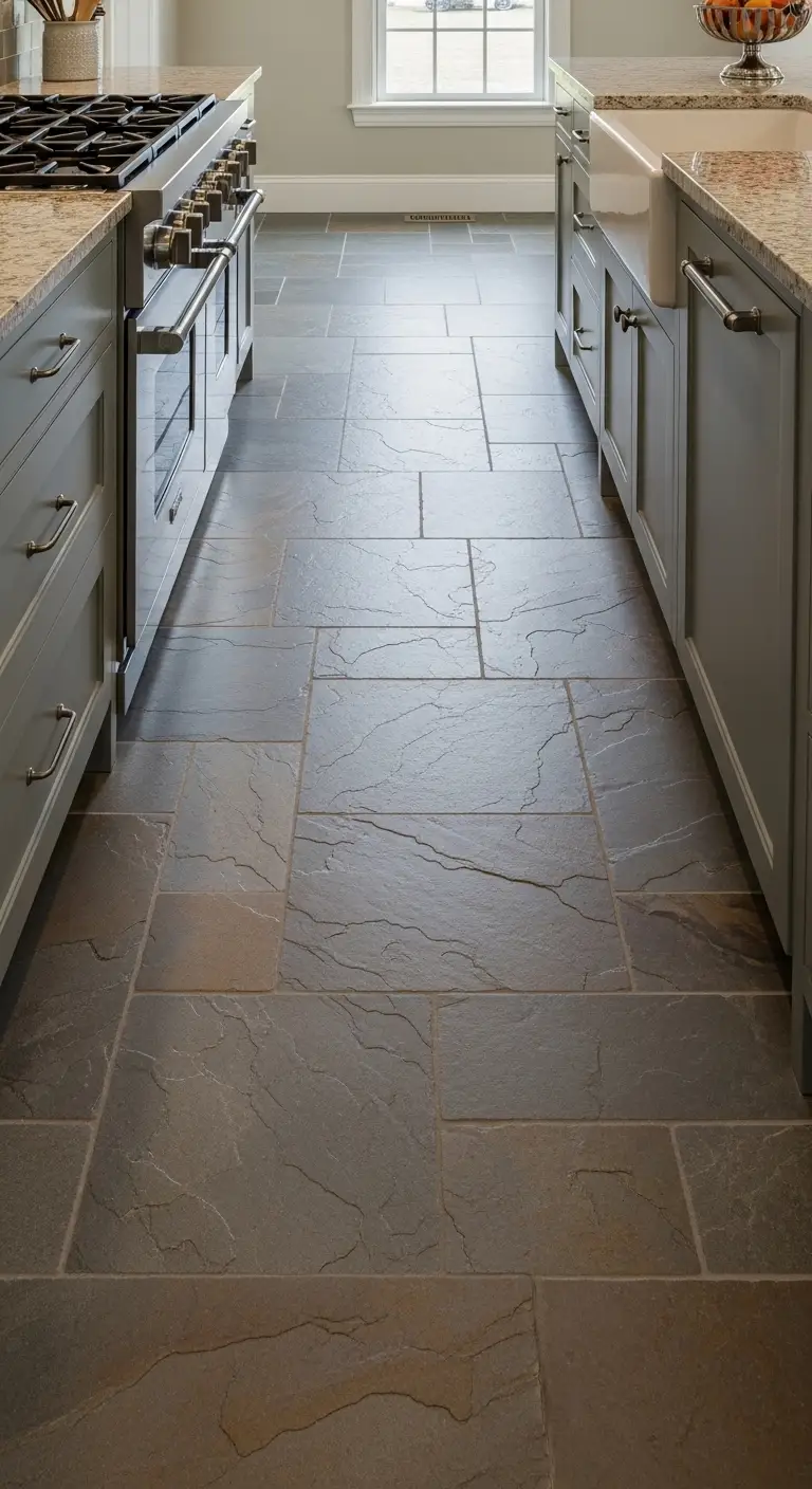 Modern Kitchen Flooring with Natural Stone Sophistication