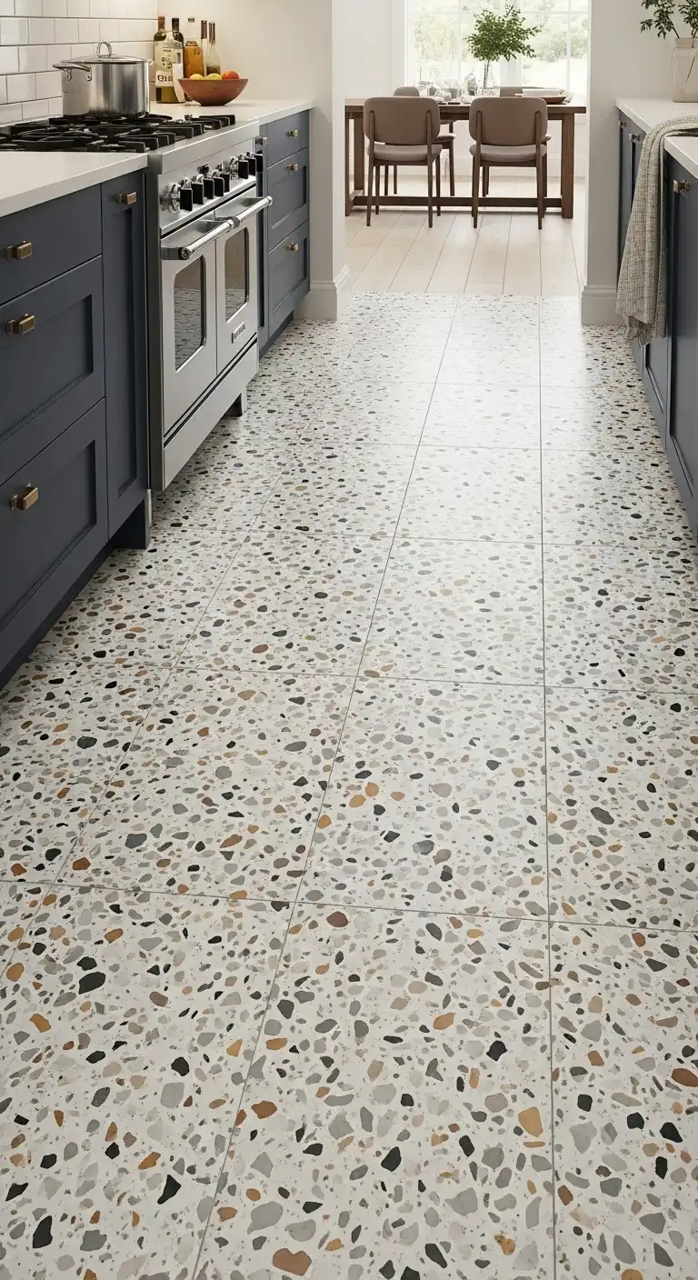 Modern Kitchen Flooring with Terrazzo Artistic Expression