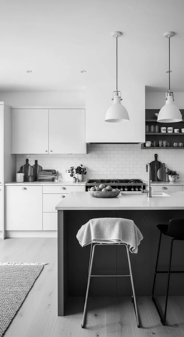 Monochrome Kitchen Remodel Design for Stylish Simplicity