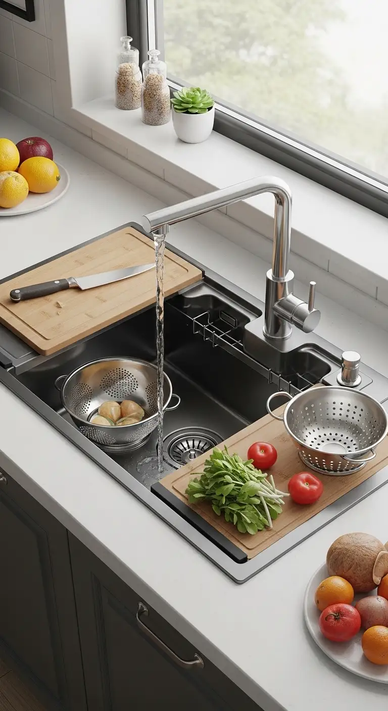 Multi-Functional Kitchen Sink Design Ideas with Smart Features