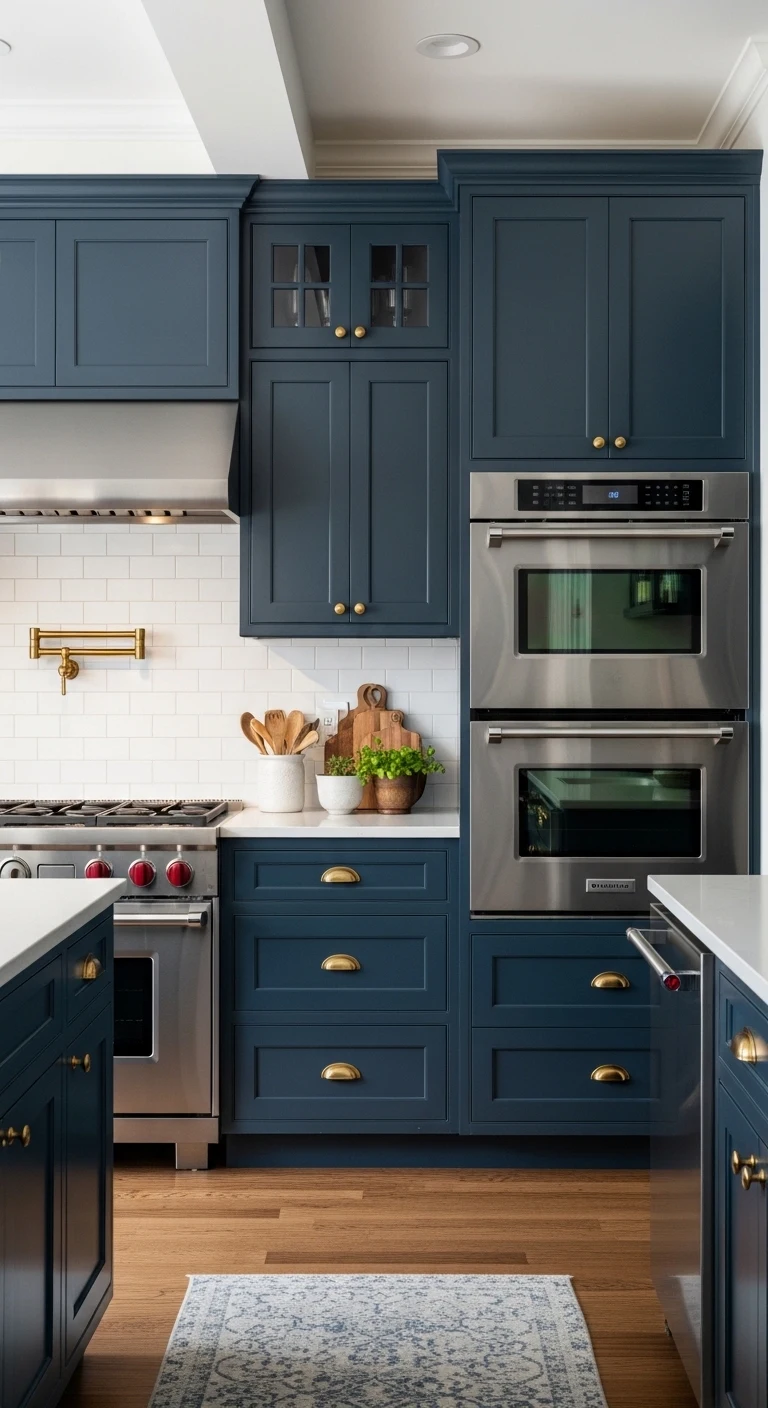 Navy Blue Painted Kitchen Cabinets for Bold Sophistication