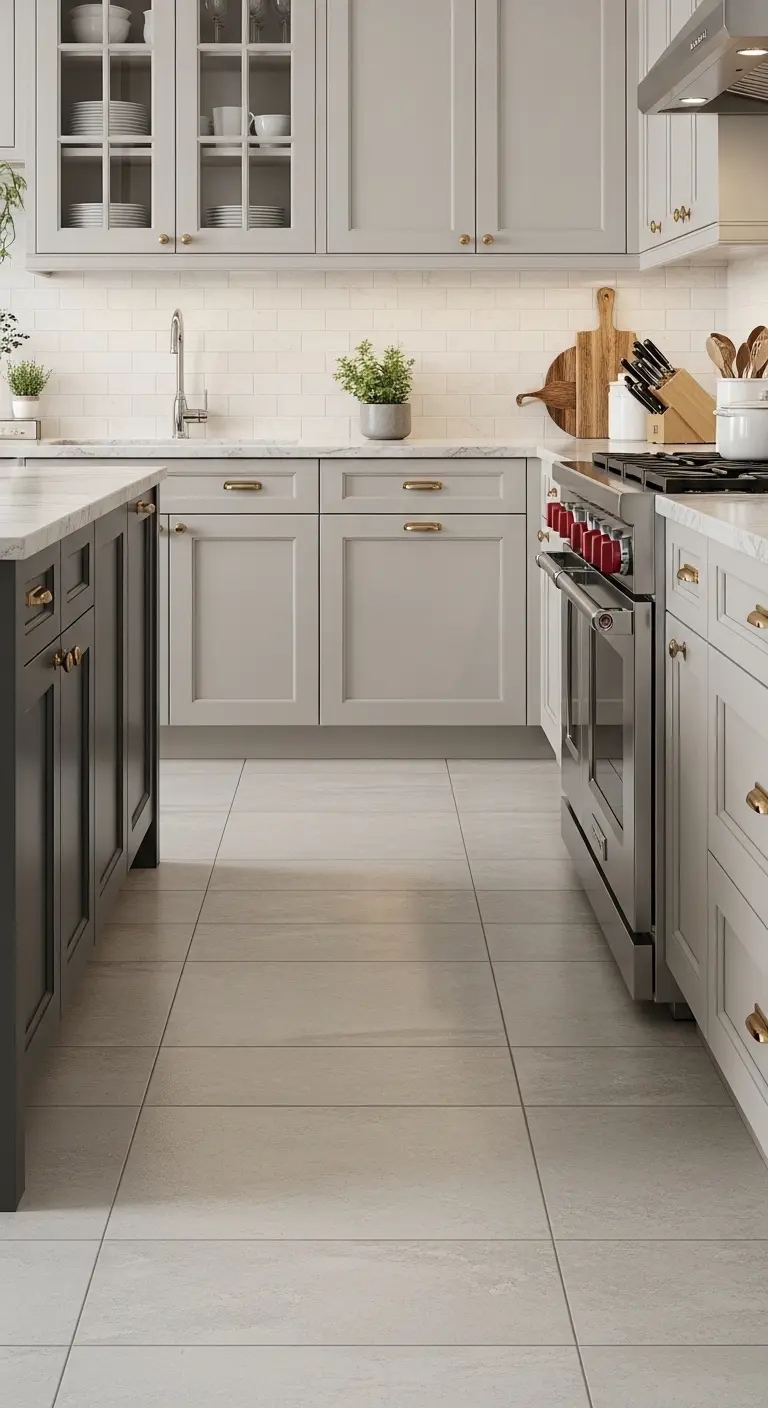 Neutral Tone Kitchen Tile Flooring for Versatility
