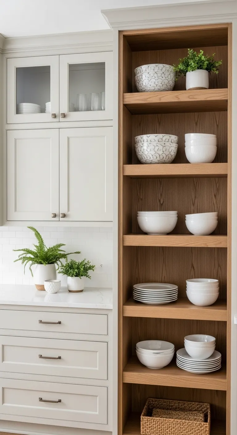 Open Shelf Luxury Kitchen Cabinet for Layered Style