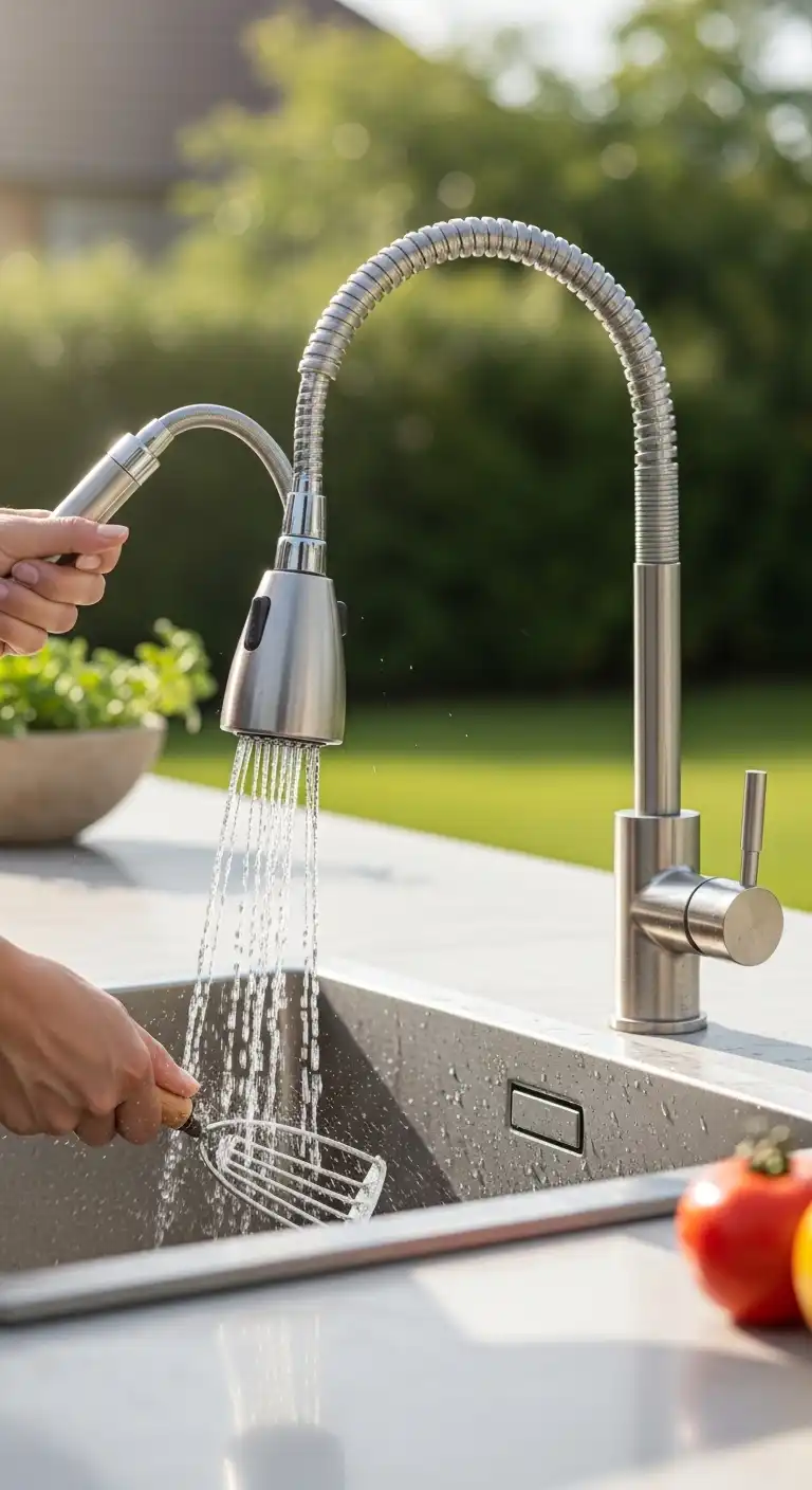 Outdoor Kitchen Sink with Faucet Spray System
