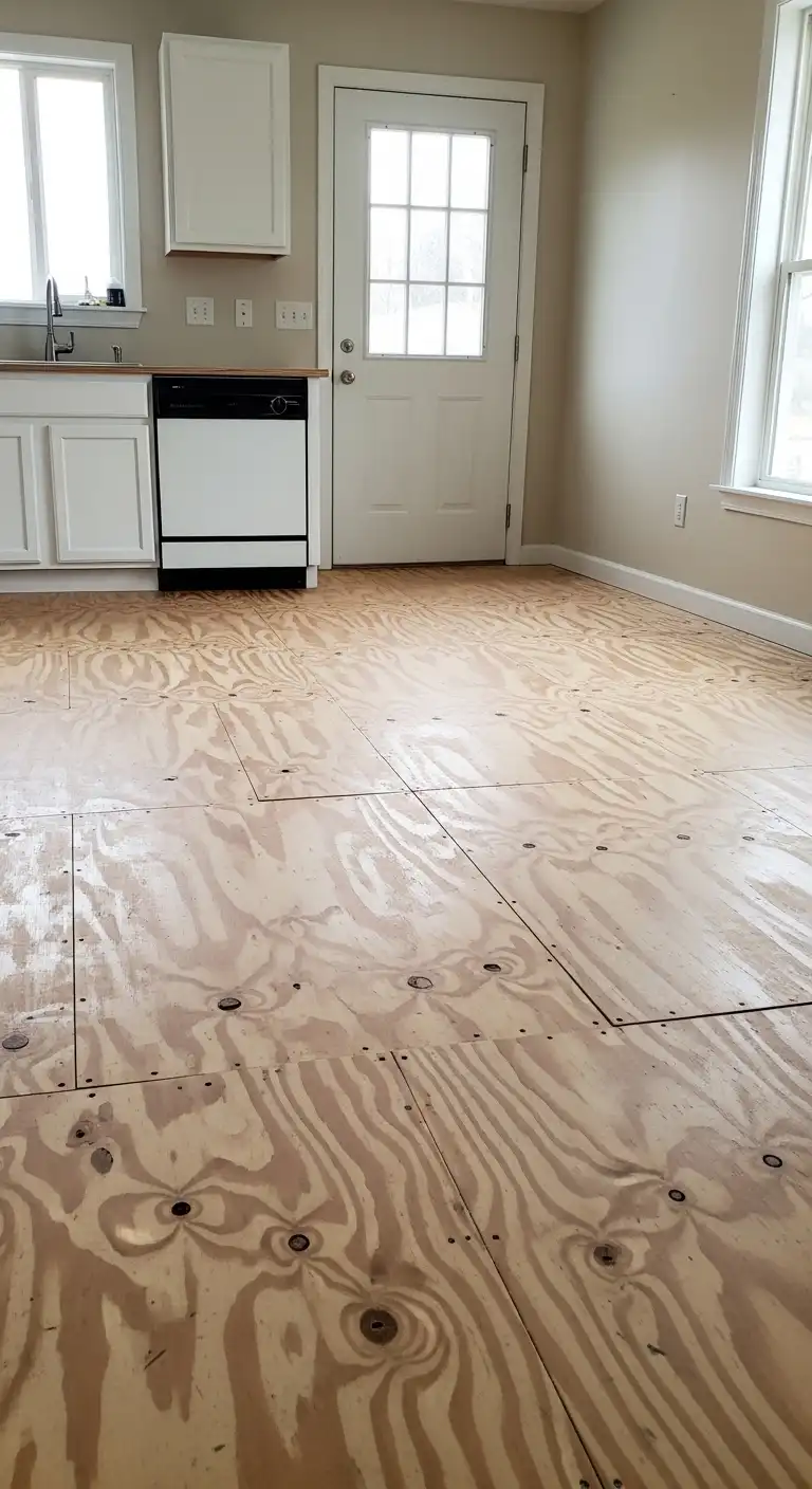 Painted Plywood Floors for DIY Cheap Kitchen Flooring