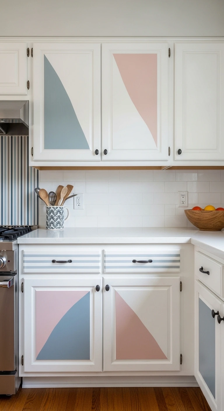 Pattern-Based Painted Kitchen Cabinets for Creative Interiors