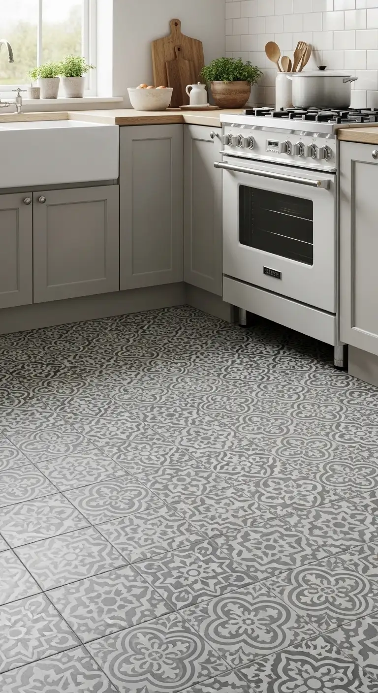 Patterned Gray Cement Tiles for Personality