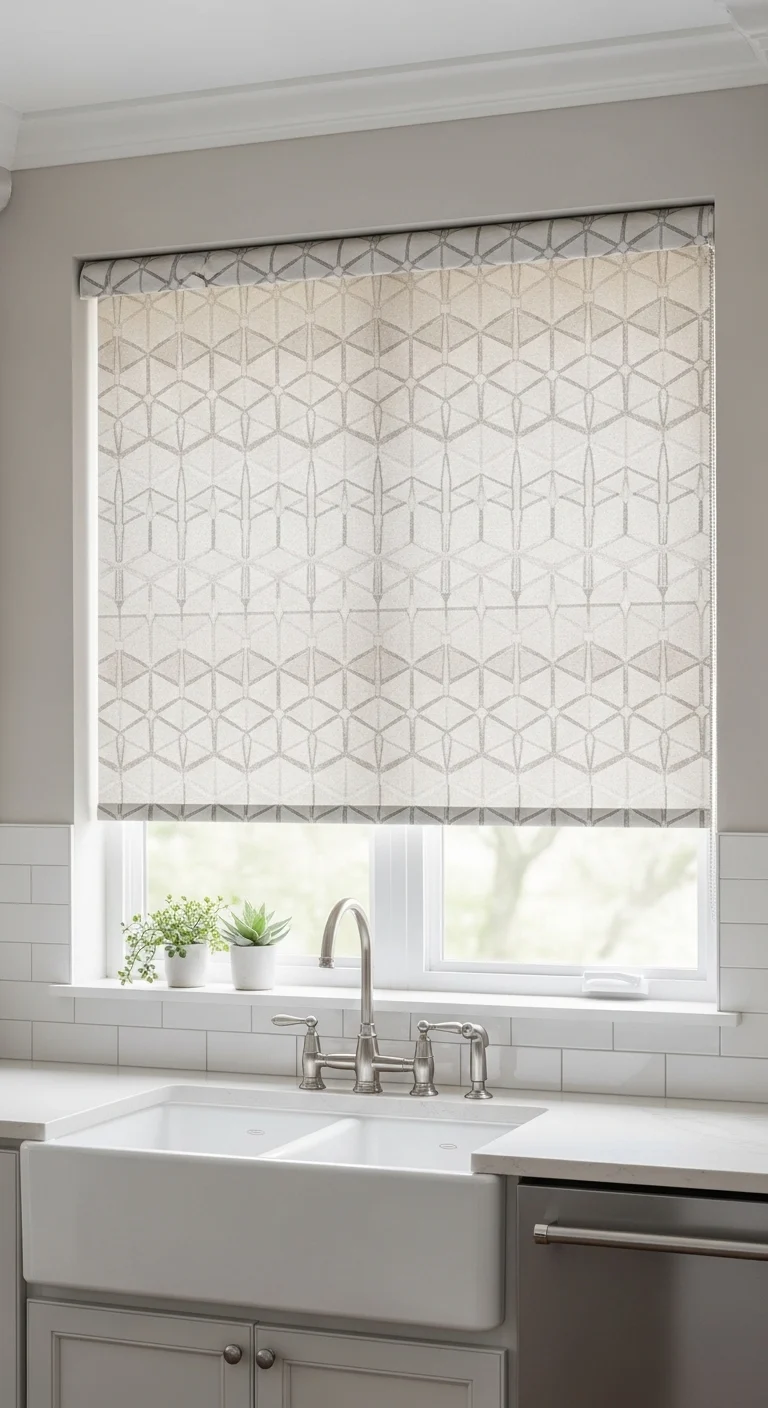 Patterned Roller Shades for Modern Kitchens