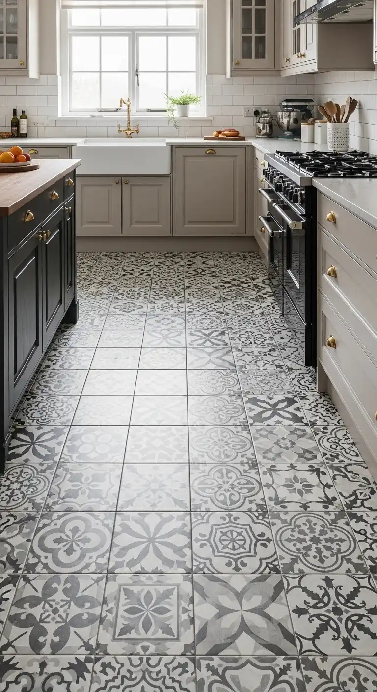Patterned Tile Kitchen Flooring for Bold Visual Impact