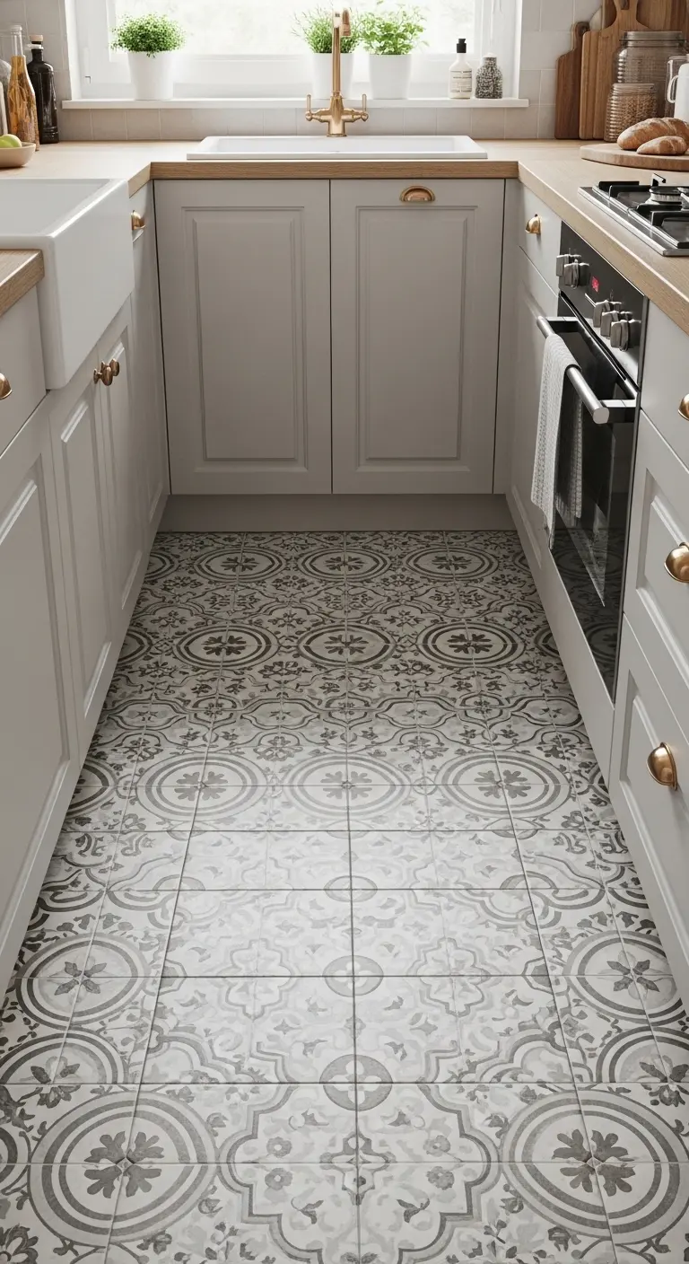 Patterned Tiles for a Small Kitchen Focal Point