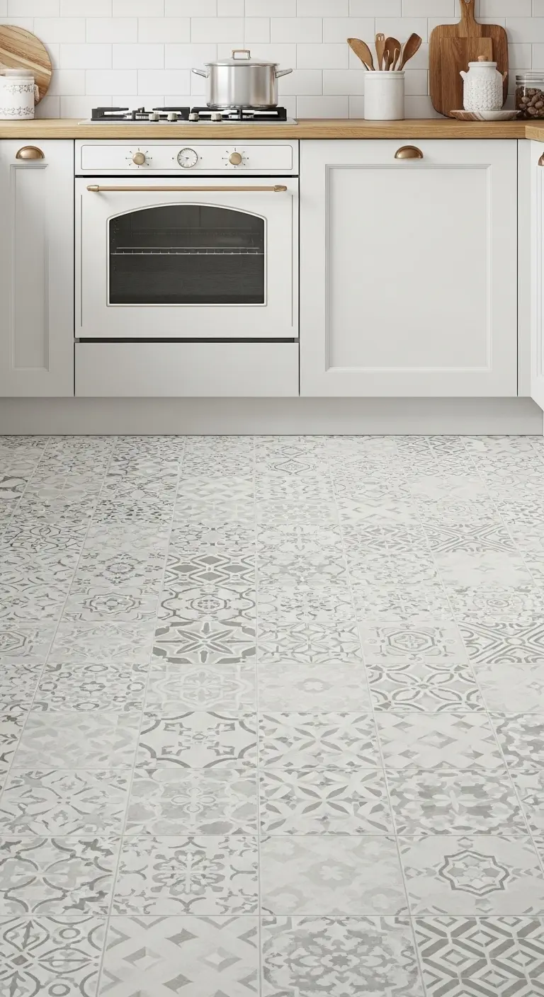 Patterned White Tiles for Subtle Visual Interest