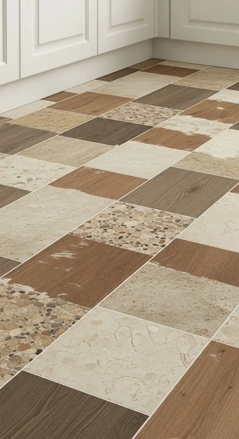 Peel and Stick Vinyl Tiles for Cheap Kitchen Flooring